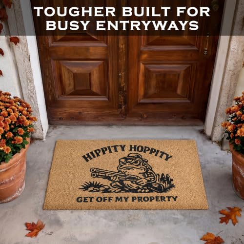 Hippity Hoppity Get Off My Property Door Mat 30x17 Inch, Frog Welcome Mat