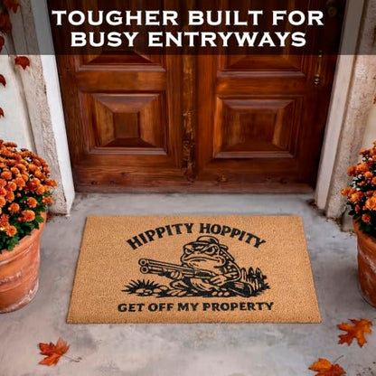 Hippity Hoppity Get Off My Property Door Mat 30x17 Inch, Frog Welcome Mat