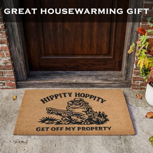 Hippity Hoppity Get Off My Property Door Mat 30x17 Inch, Frog Welcome Mat
