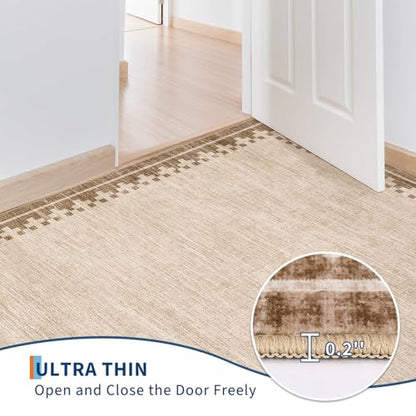 GarveeHome 2x8 Washable Runner Rug for Hallway Entryway Modern Low Pile Rug - color: Beige, size: 2'x8' (runner)