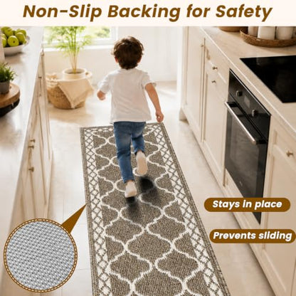 3 Piece Kitchen Rugs, Non Slip Waterproof Mats for Home(Brown) - color: Brown, size: 3-SET