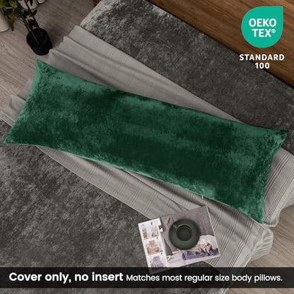 PHF Truly Velvet Body Pillowcase 20" x 54", Emerald Green, No Insert - color: Emerald Green, size: 54" x 20" (Pack of 1)