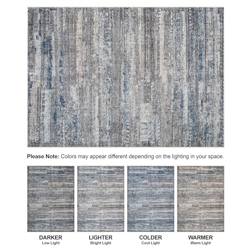 Bloom Rugs Washable Non-Slip 2' x 3' Rug - Gray/Blue/Blush Modern Abstract Area Rug for Living Room, Bedroom, Dining Room, and Kitchen - Exact Size: 2' x 3' - color: Gray / Blue / Blush, size: 2' x 3' (Rectangular)