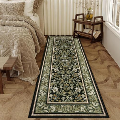 GarveeHome Christmas Runner Rug 2.5x8 Non Slip Washable Runners Green Black - color: Green Black, size: 2'6" x 8' (Rectangular)