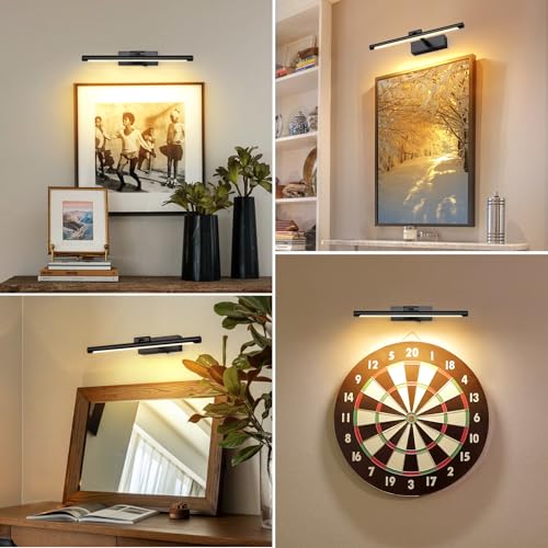 15.75 Inch Black Battery Operated Picture Light with Remote - color: Black, size: 15.75 In