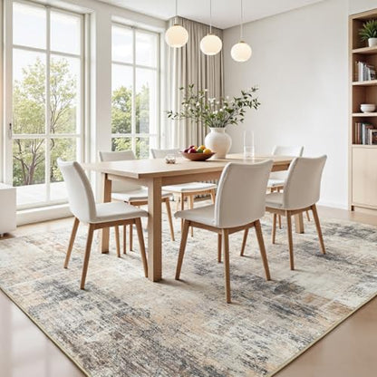 5x7 Area Rug for Living Room, Abstract Washable Non-Slip Carpet, Gold - color: Grey/Gold, size: 5' x 7' (Rectangular)
