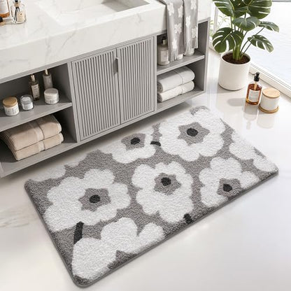 LUMI Bathroom Rug 24x43, Soft Absorbent Microfiber Bath Mat, Non Slip - color: Elegant Black, size: 24"x43"