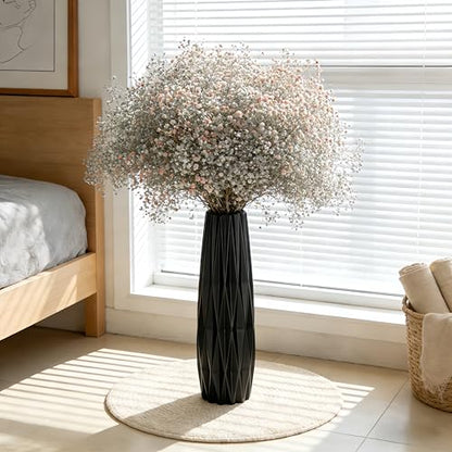 Black Tall Ceramic Floor Vase, 15.7 Inch, Ribbed Design - size: 15.7 Inch