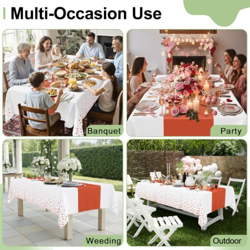 Smiry Disposable Rectangle Plastic 54 x 108 Inch Table Cloth 3 Pack - color: White and Terracotta