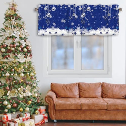 Christmas Snowflake Valances for Windows 1 Panel, 42x12 in - color: Blue, size: 42"W x 12"L (Pack of 1)