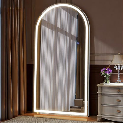 VooBang 71"x32" Large LED Arched Mirror Full Length with Dimmable Lights - color: White, size: 71"L x 32"W