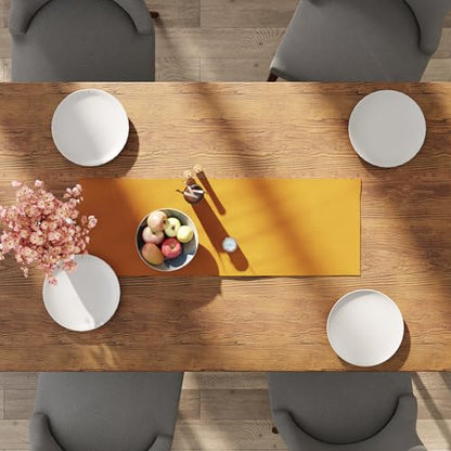 Encasa XO Table Runner, Cotton Canvas Dining Runner 13"x36" - color: Mango, size: 13x36 in