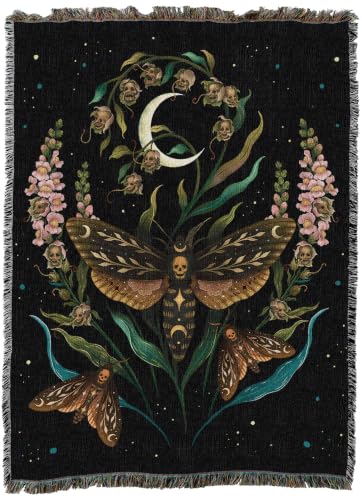 Pure Country Weavers Death Head Blanket by Episodic Drawing- Fantasy Gift Tapestry Throw Woven from Cotton - Made in The USA (72x54) - color: Death Head, size: 72x54