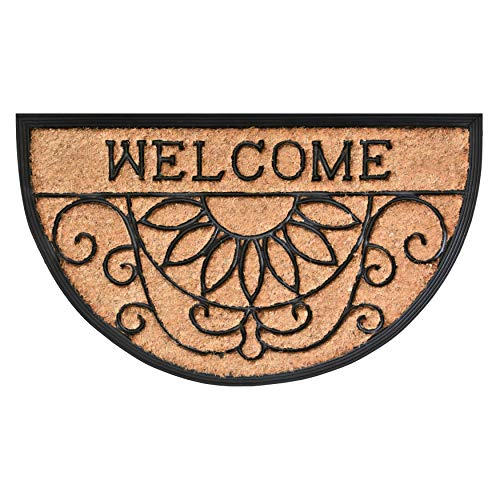 Calloway Mills 10009 Welcome Scroll Coir and Rubber Heavy-Duty 18" X 30" Doormat - color: Welcome Scroll