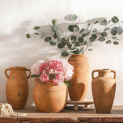 Ceramic Vase with 2 Handles, 11.41 Inch Rustic Farmhouse Vase - color: 103-2-11.4in