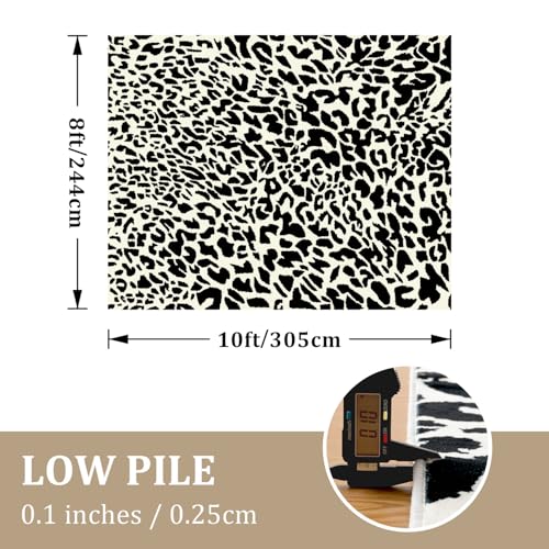 YIHOUSE Leopard Rug for Living Room, Black and White Cute Cheetah Print Rug Modern Washable Animal Printed Rugs for Bedroom, Girls Boys Dorm Room Nursery Room, Playroom, 8x10 - color: Leopard Print, size: 8' x 10' (Rectangular)