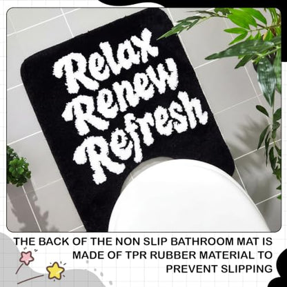 U Shaped Toilet Rug Washable Cute Bath Mat 24x20,Relax Renew Refresh - style: Relax Renew Refresh