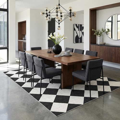 GarveeHome 5x7 Checkered Area Rug Black and White Washable Living Room Rug - color: Black/White, size: 5' x 7' (Rectangular)