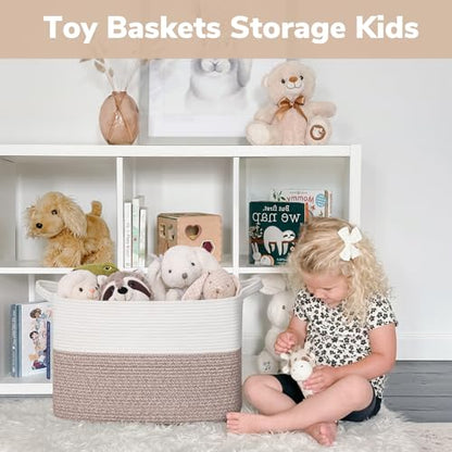 Goodpick 50L Large Woven Storage Basket, 18" x 14" x 12", Brown - color: Brown, size: 18"L x 14"W x 12"H