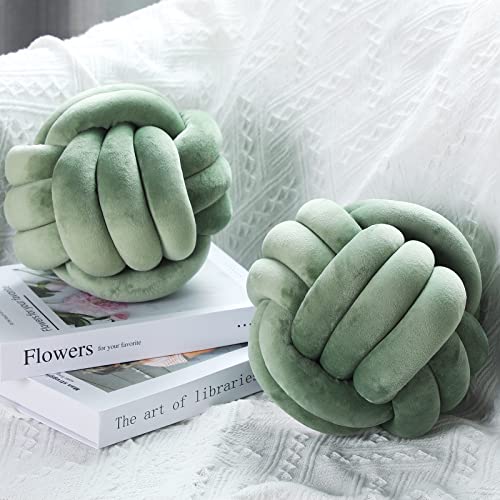 Namalu 7.87 Inches 2 Pcs Knot Pillow Decorative Throw Pillow, Dark Green - color: Dark Green, size: 7.87 Inches