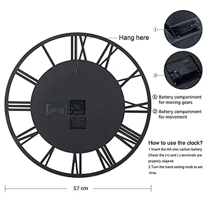 Lafocuse 23 Inch Steampunk Large Wall Clock with Moving Gears Wooden Brown