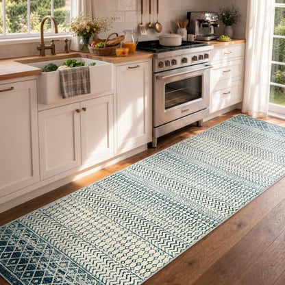 Entry Way Rugs Indoor Runner, 2'6''x8' Coastal Runner Rug - color: Royal Blue, size: 2'6" x 8' (Runner)