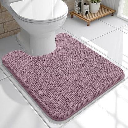 OLANLY Toilet Rugs U-Shaped 20x20, Soft Absorbent Chenille Contour Rugs - color: Deep Plum, size: 20" X 20" Contour Rug