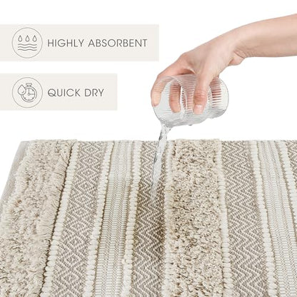 INK+IVY Asher Non-Slip Bath Rug Absorbent Quick Dry, 20 x 32, Natural - color: Natural, size: 1'8" x 2'8" (Rectangular)