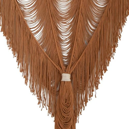 Macrame Curtain Boho Handmade Fiber Art Khaki Window Decor Yarn 59" W*75" L - color: Khaki