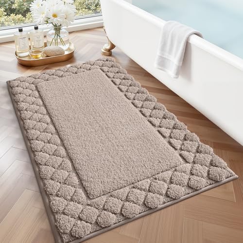 LUMI Bathroom Rugs 17x30, Non Slip Bath Mats, Absorbent Quick Dry, Brown - size: 17"x30"