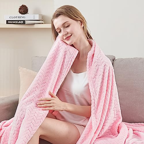 inhand Super Soft Pink Cute Throw Blanket, Cozy Plush Fleece Blanket Throw Size, Washable Lightweight Flannel Blankets Throw for All Season(50”x60”, Baby Pink) - color: Baby Pink, size: Throw/Travel-50x60 IN
