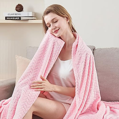 inhand Super Soft Pink Cute Throw Blanket, Cozy Plush Fleece Blanket Throw Size, Washable Lightweight Flannel Blankets Throw for All Season(50”x60”, Baby Pink) - color: Baby Pink, size: Throw/Travel-50x60 IN