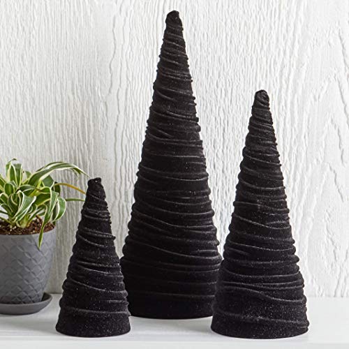 Your Heart's Content Black Velvet Trees Set of 3 (Black) - color: Black