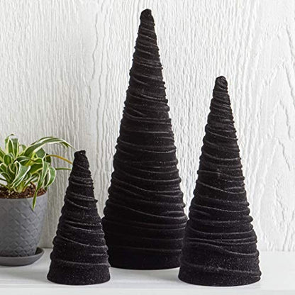 Your Heart's Content Black Velvet Trees Set of 3 (Black) - color: Black