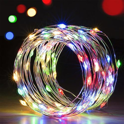 3 Pack 100 LEDs Fairy String Lights Battery Operated 32.8 FT with Timer - color: 10-Multi-colored