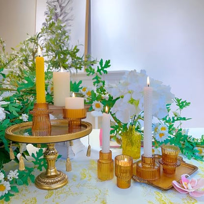 Glass Candlestick Holders, Taper Candle Holders, Set of 6, Amber - color: Amber, size: 6 PCS