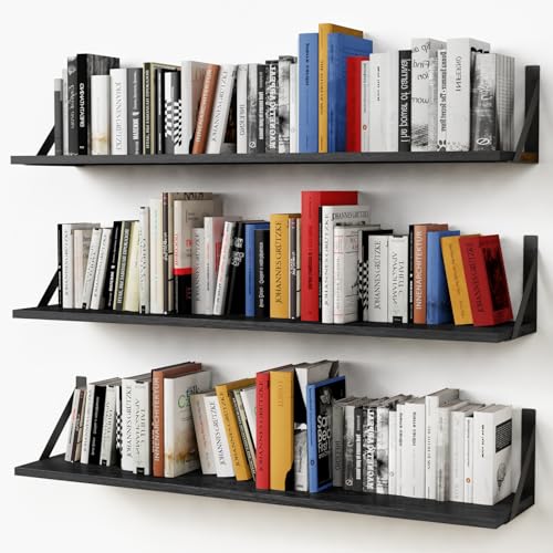 36 Inch Long Floating Shelves 8" Deep, Large Wall Shelf for Bedroom Books - color: Black, size: 36“ x 8” Wall Shelf