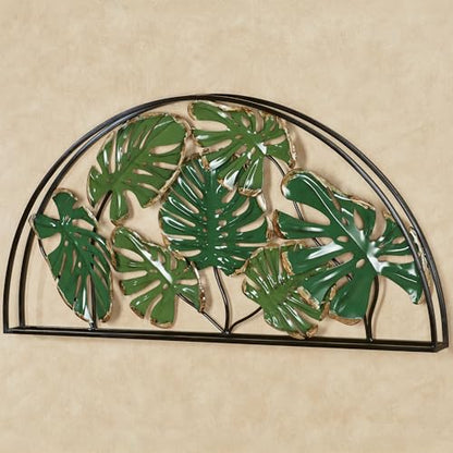 Touch of Class Tropic Monstera Leaves Arched Wall Art - Metal - Black, Bronze, Green - Tropical Decor for Bedroom, Bathroom, Dining Room, Living Room, Office - Openwork Dimensional