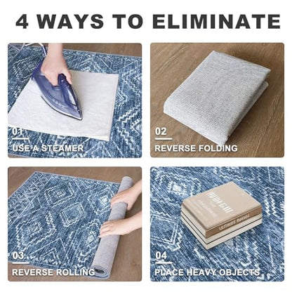 KILOCOCO Washable Runner Rug 2x6 ft Hallway Runners, Stonewashed Blue - color: Stonewashed Blue, size: 2' x 6' (Runner)