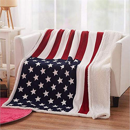 UKELER US Flag Patriotic Sherpa Throw Blanket 50''×60'', American National Flag Fleece Blanket for Bed/Couch/Sofa/Office/Camping, USA Military Veteran July 4th Gift - color: B-american Flag, size: 50''x60''