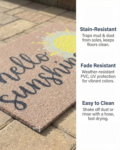 Cheerful Hello Sunshine Coil Door Mat 20x30 Inch - color: Hello Sunshine
