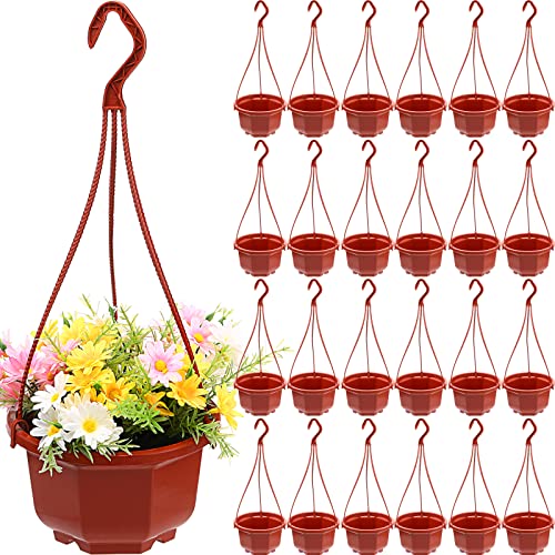 Roshtia 24 Pcs Hanging Planter Pot with Hook, Brown, 6.7 Inch - color: Brown, size: 6.7 Inch