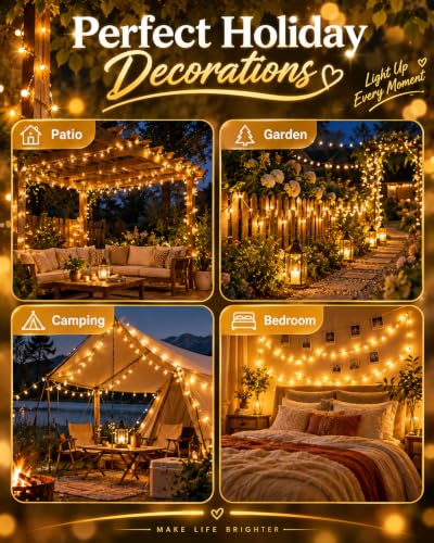 Fairy Lights Battery Operated 2Pack - Total 98FT 300LED String Lights - color: Warm White
