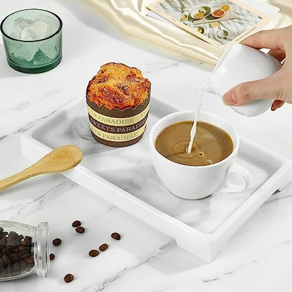 Luxspire Marble Tray for Soap Dispenser Perfume Jewelry, M, Marble White - color: B - White Marble, style: Medium