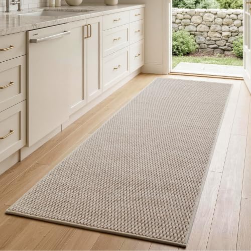 Sunfly 2x6 Runner Rug with Non Slip Rubber Backing Beige - color: Beige, size: 2' x 6' (Rectangular)