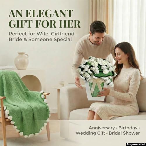 Camellia Crochet Flower Bouquet Blanket, Handmade Knitted Throw Blanket - color: Camellia, size: Medium