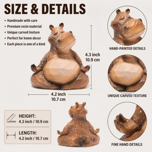 Hodao Meditating Hippo Figurine, Zen Animal Statue, Mindfulness Desk Decor - color: Meditation Hippo