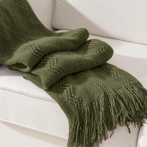 BATTILO HOME Olive Green Throw Blanket for Couch, 50"x60" - color: Army Green, size: 50 x 60 in.