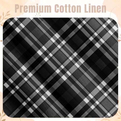 Emvency Valances for Windows, Line Ruffle Hem, 2 Pack, 52x18 Inch, Plaid - color: Black Grey
