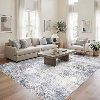 5X8 Area Rugs Washable Soft Modern Abstract Non-Slip Rug for Living Room - color: Blue, size: 5' x 8' (Rectangular)